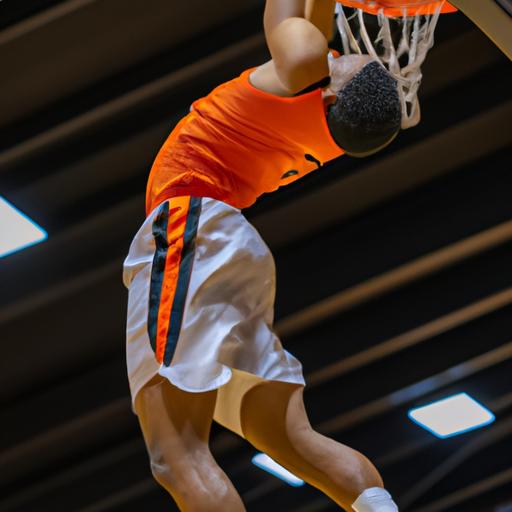 Brother Rice Basketball player soaring through the air for a jaw-dropping slam dunk.